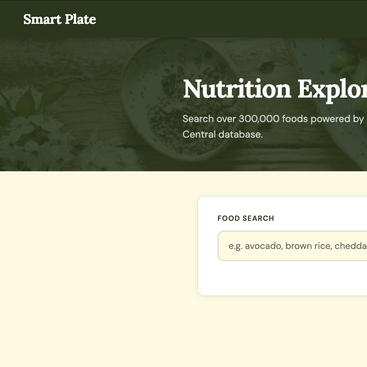 SmartPlate nutrition app screenshot